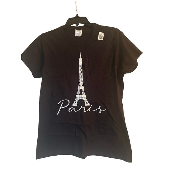 NWT Port & Company Women's Black Paris T Shirt Short Sleeve Size Medium - Picture 1 of 5